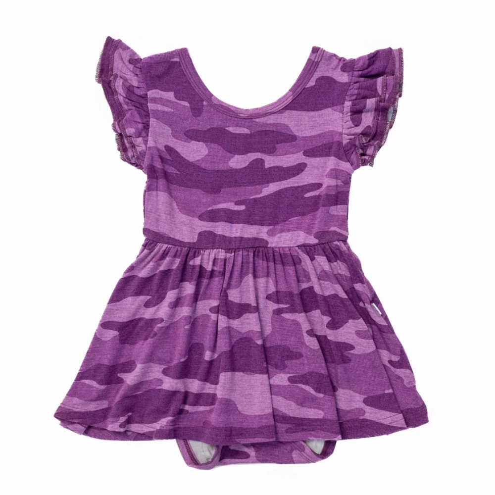 NWT Little sleepies play Berry Camo Twirl Dress with Bodysuit main section 0-3mo